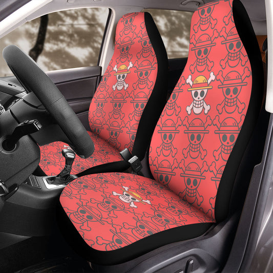 One Piece Car Seat Covers Strawhat Jolly Rojer Pattern Seat Covers Red