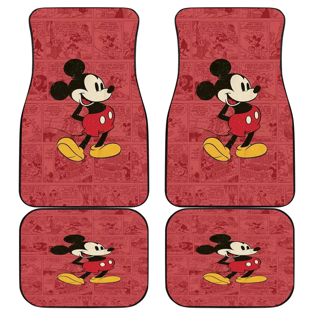 MM Car Mats DN Cartoon Vintage MM Comic Pattern Car Floor Mats Red