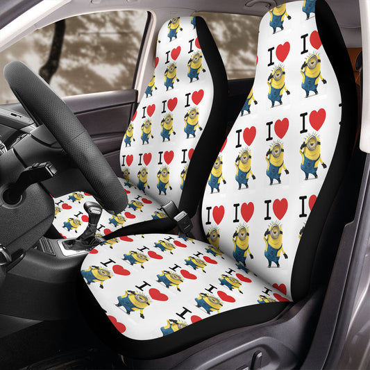 Minion Car Seat Covers I Love Minions Dancing Pattern Seat Covers White