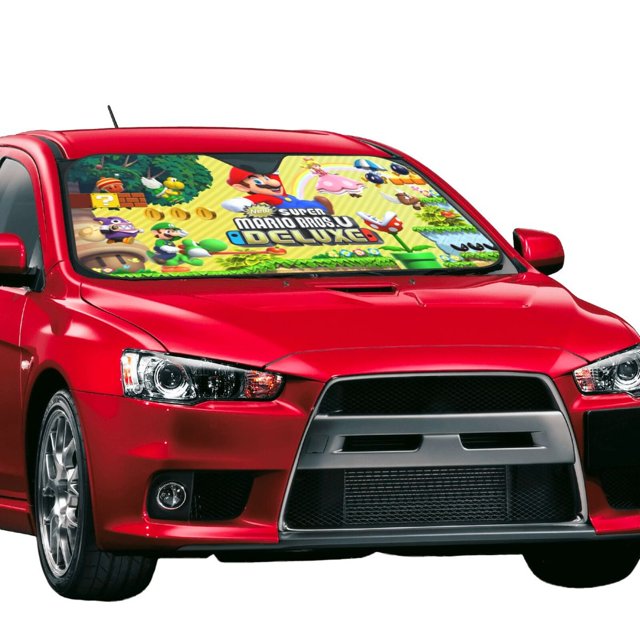 Mario Car Sun Shade Super Mario Bros Deluxe Game Graphic Winshield Sun Shade Colorful