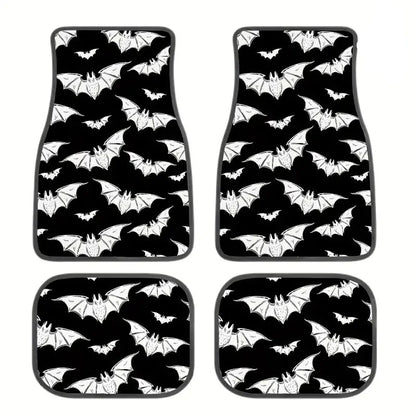 Halloween Car Mats Halloween Scary Bat Pattern Car Floor Mats Black White