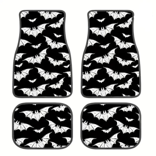 Halloween Car Mats Halloween Scary Bat Pattern Car Floor Mats Black White