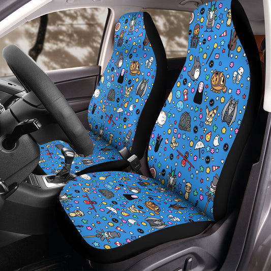 SGhibli Car Seat Covers Ghibli Characters And Items Pattern Seat Covers Blue