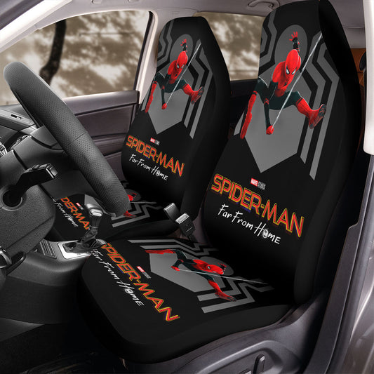 Spiderman Car Seat Covers MV Spideman Swinging Far From Home Seat Covers Black Red