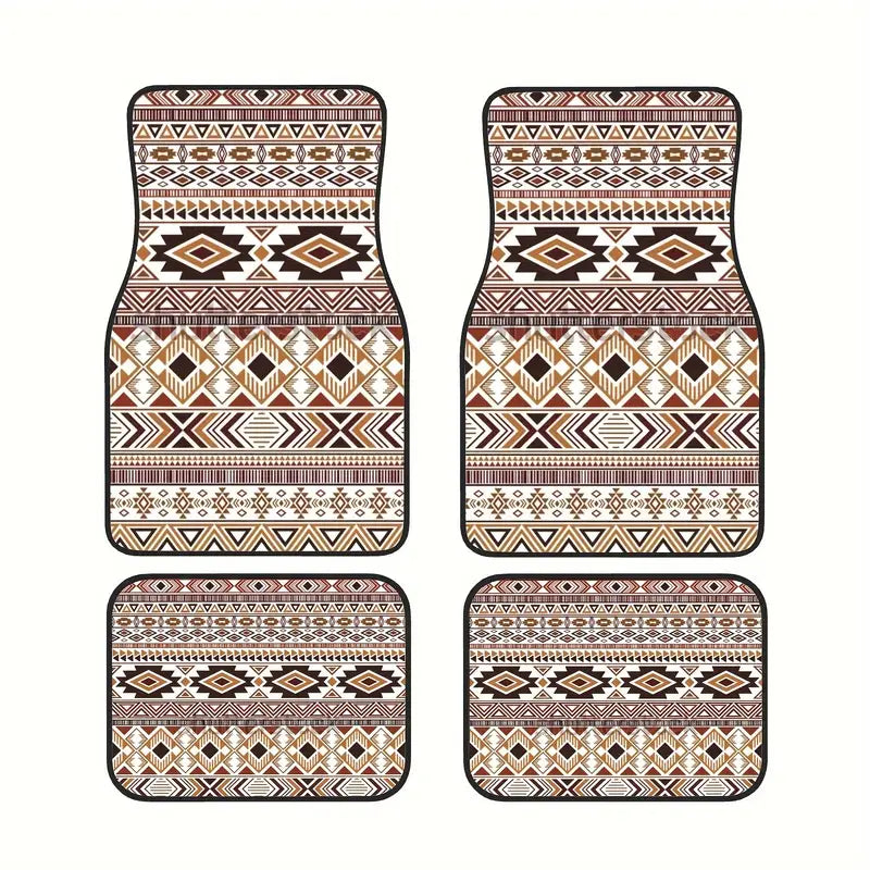 Native American Car Mats Tribal Pattern Native American Style Car Floor Mats White Brown