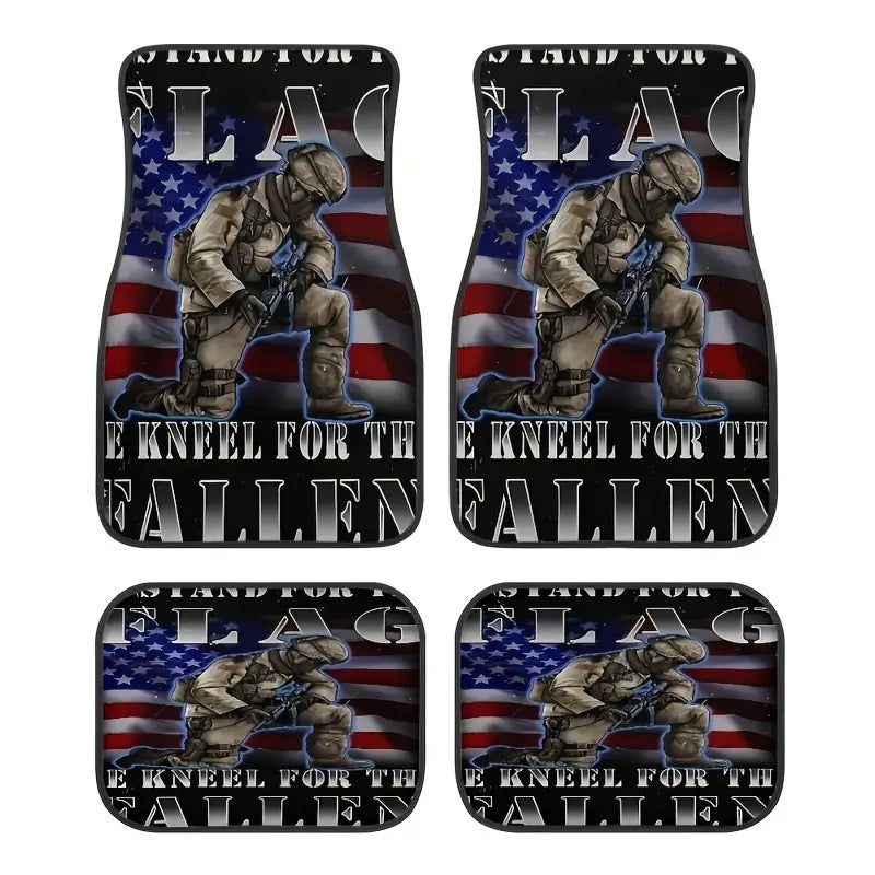 Veteran Car Mats We Kneel For The Fallen Soldier Car Floor Mats Black Gray