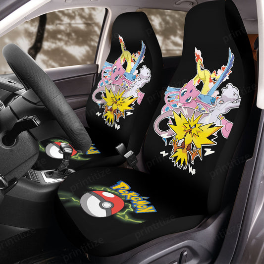 PKM Car Seat Covers Legendary Mew Mewtwo Graphic Seat Covers Black