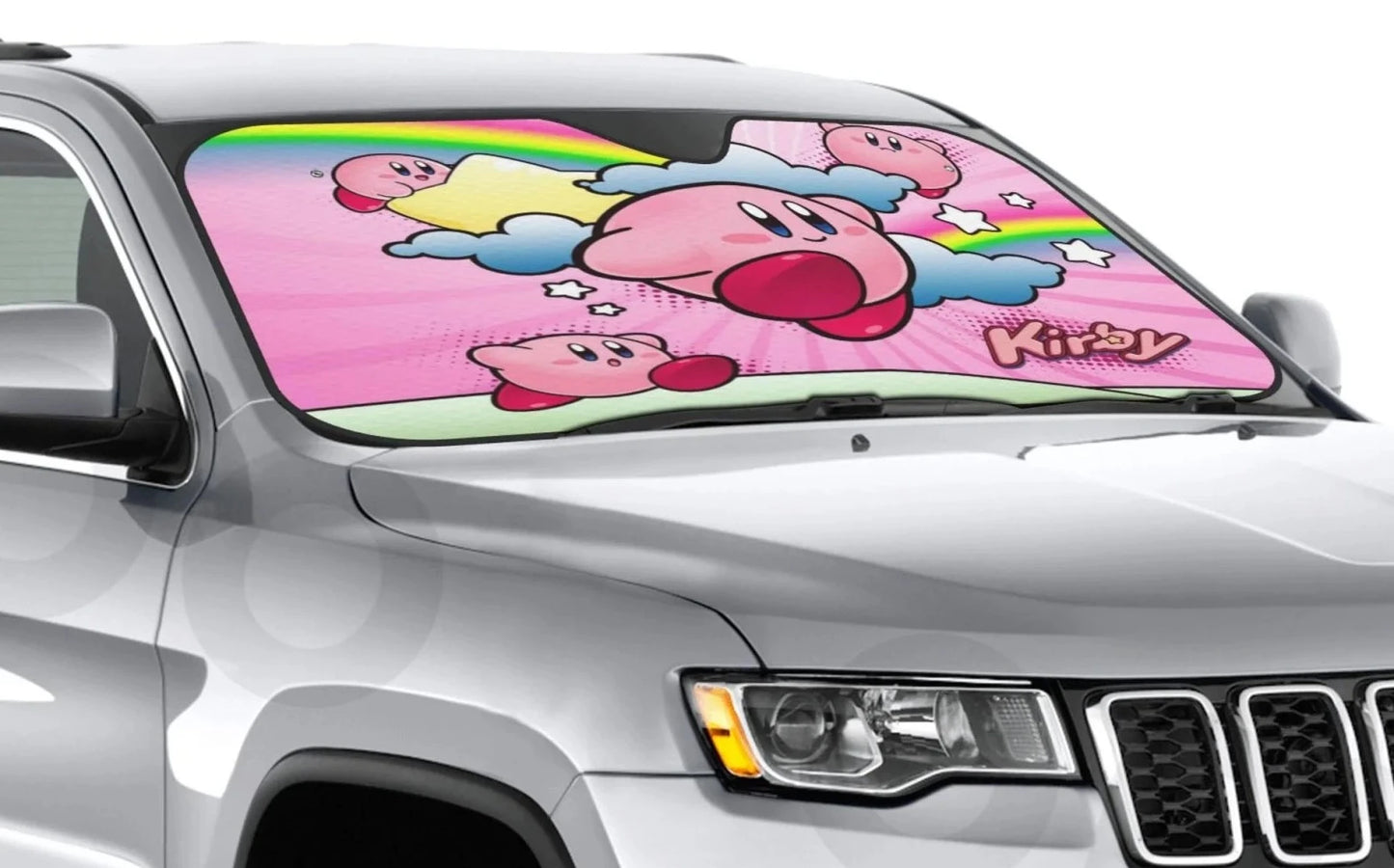 Kirby Car Sun Shade Kirby Between Cloud And Rainbow Winshield Sun Shade Pink