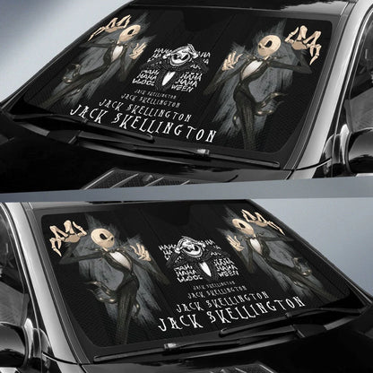 TNBC Car Sun Shade Evil Jack Skellington Laughing Haha Winshield Sun Shade Black