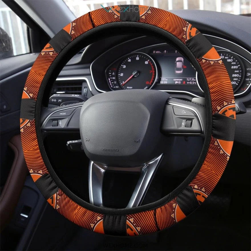 SW Steering Wheel Cover Darth Vader Galactic Empire Symbol Spiral Pattern Driving Wheel Cover Orange