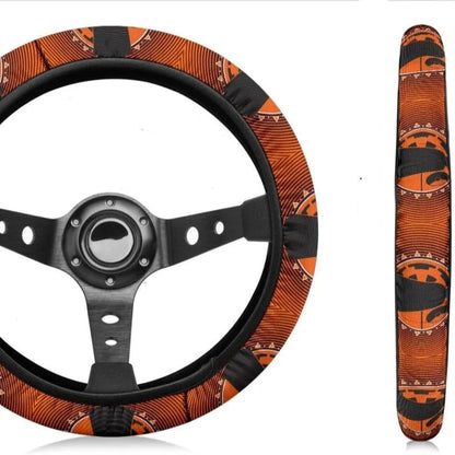 SW Steering Wheel Cover Darth Vader Galactic Empire Symbol Spiral Pattern Driving Wheel Cover Orange