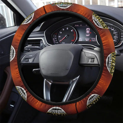 SW Steering Wheel Cover SW Logo Death Star Spiral Pattern Driving Wheel Cover Orange