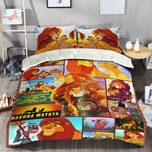 LK Bedding Set DN LK Simba Hakuna Matata Duvet Covers Orange Unique Gift