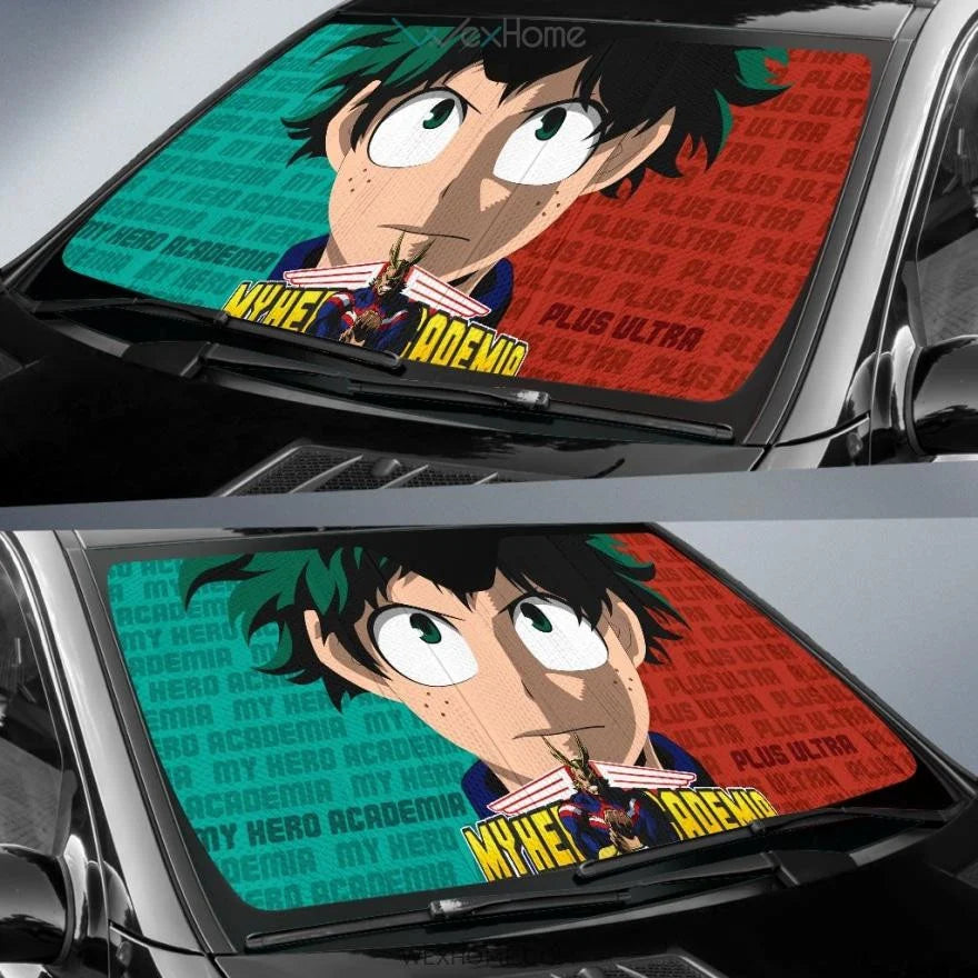 My Hero Academia Car Sun Shade Izuku Face And All Might Winshield Sun Shade Green Red