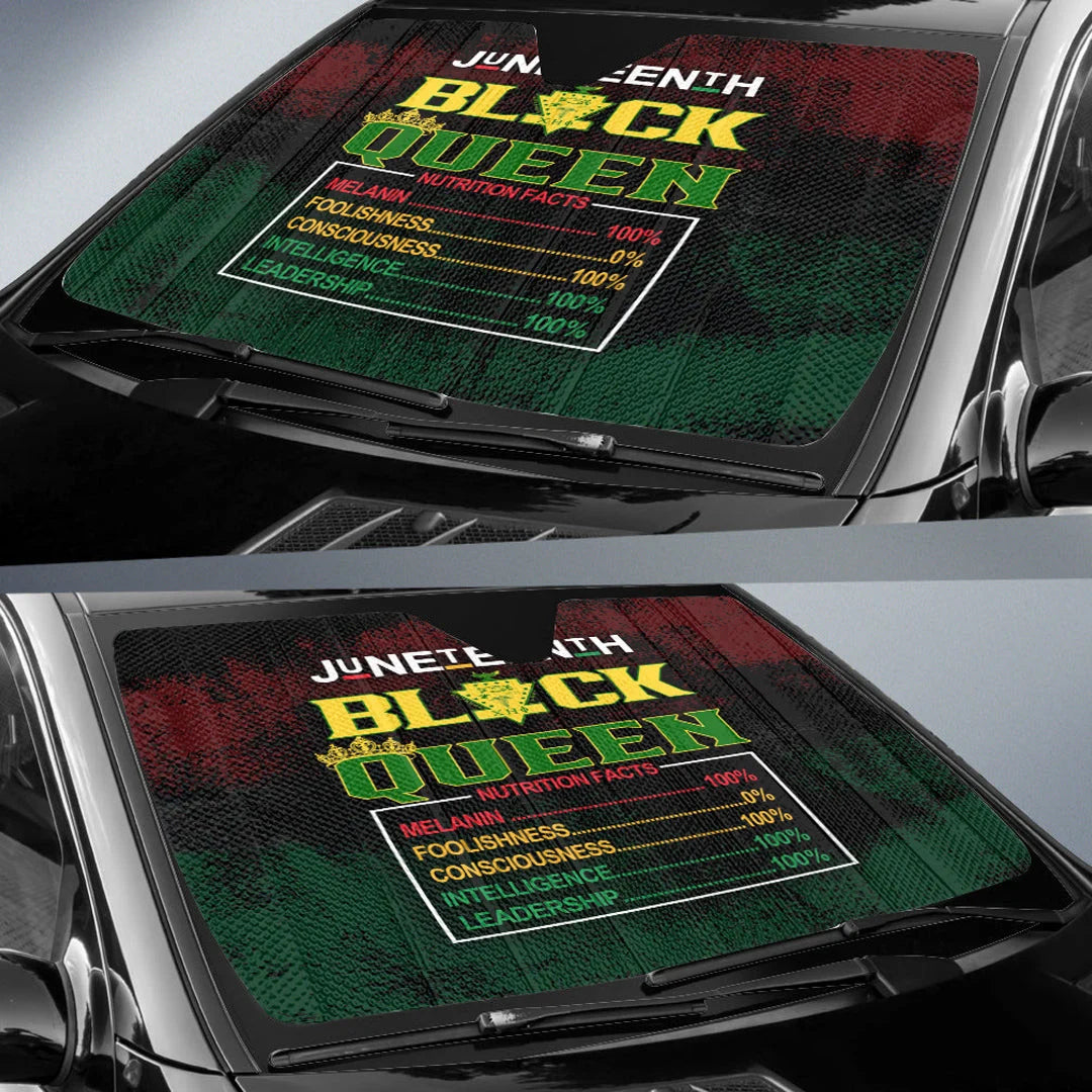 Juneteenth Car Sun Shade Juneteenth Black Queen Nutrition Facts Winshield Sun Shade Colorful