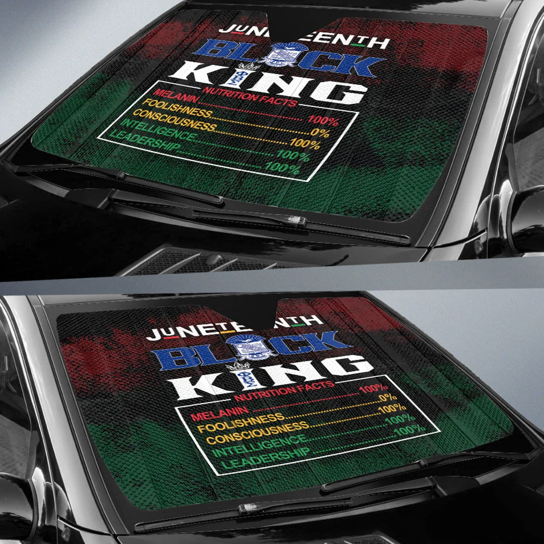 Juneteenth Car Sun Shade Juneteenth Black King Nutrition Facts Winshield Sun Shade Colorful