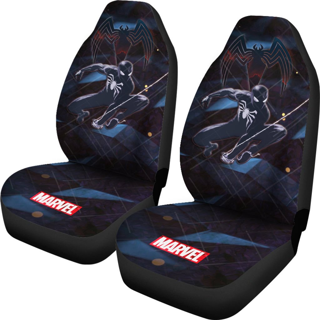 Spiderman Car Seat Covers MV Black Spiderman Swinging Graphic Seat Covers Black