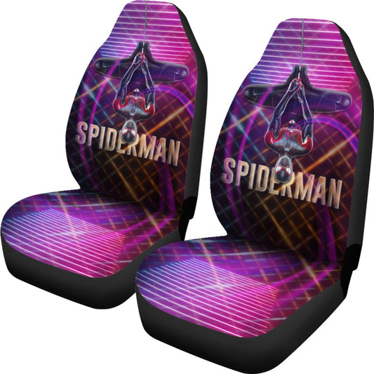 Spiderman Car Seat Covers MV Retro Neon Light Upside Down Spiderman Seat Covers Pink