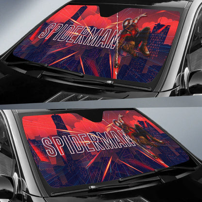 Spiderman Car Sun Shade Gaming Spiderman In The City Winshield Sun Shade Red