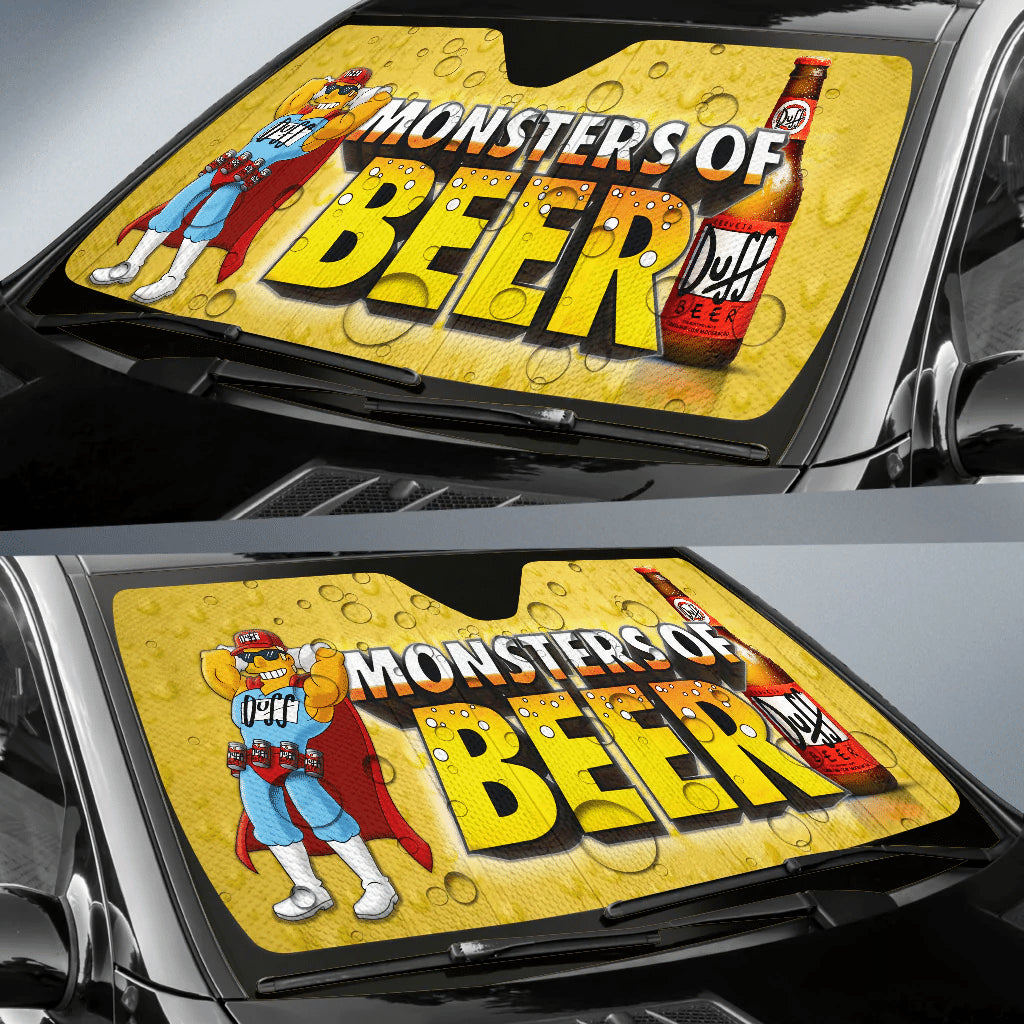 The Simpsons Car Sun Shade Duff Man Monsters Of Beer Winshield Sun Shade Colorful