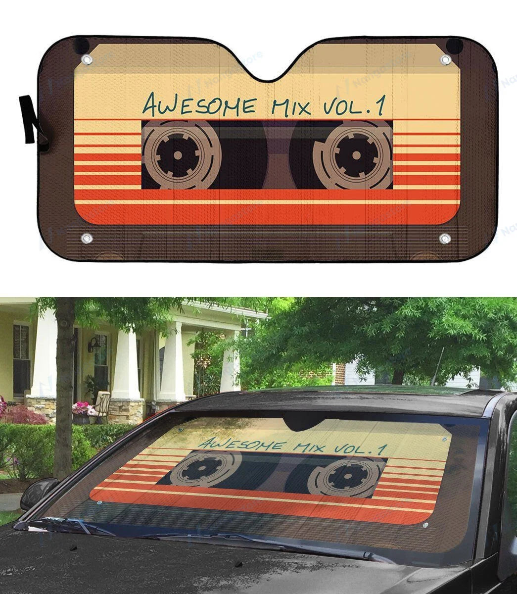 Guardians Of The Galaxy Car Sun Shade Guardians Of The Galaxy Awesome Mix Vol 2 Winshield Sun Shade Black White