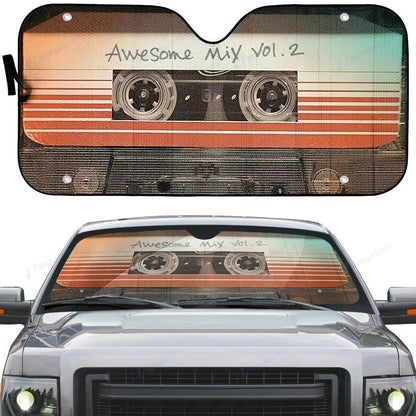 Guardians Of The Galaxy Car Sun Shade Guardians Of The Galaxy Awesome Mix Vol 2 Winshield Sun Shade Black White