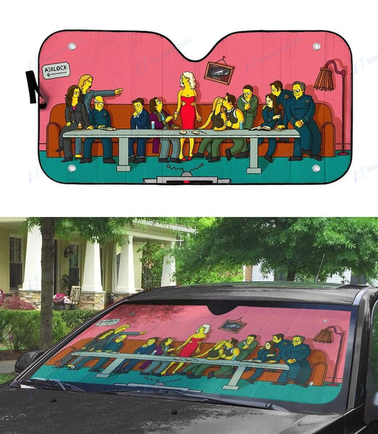 The Simpsons Car Sun Shade The Last Supper Simpsons Winshield Sun Shade Colorful