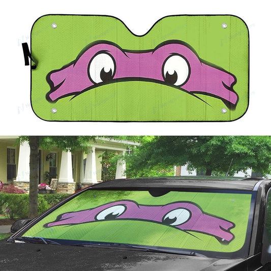 TMNT Car Sun Shade TMNT Donatello Mask Graphic Winshield Sun Shade Green Purple