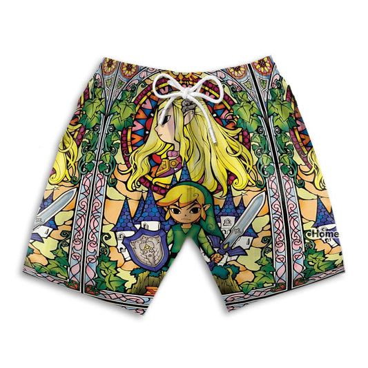 The Legend Of Zelda Shorts Legend Of Zelda Art Graphic Beach Shorts Colorful