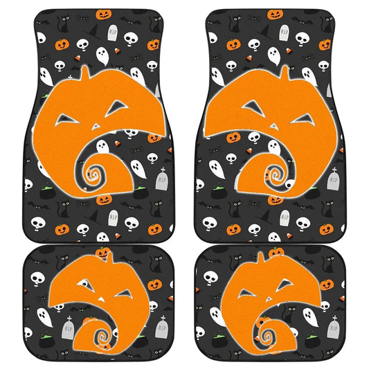 Halloween Car Mats Halloween Patterns Pumpkin Skull Cat Bat Car Floor Mats Black Orange