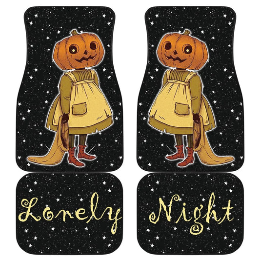 Halloween Car Mats Lonely Night Girl With Pumpkin Head Car Floor Mats Black Orange