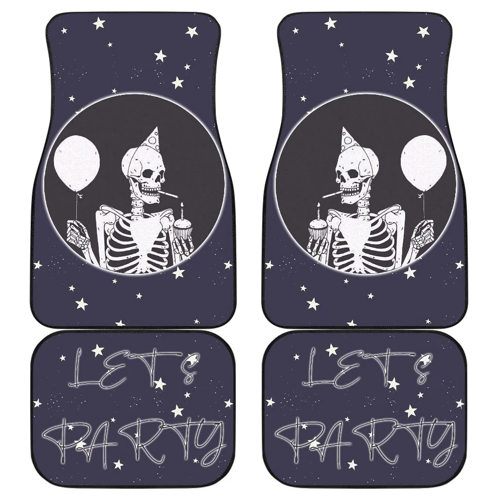 Halloween Car Mats Let's Party Funny Skeleton Tiny Star Car Floor Mats Blue