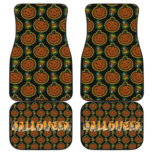 Halloween Car Mats Cute Vintage Halloween Pumpkin Patterns Car Floor Mats Orange