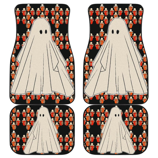 Halloween Car Mats Halloween Ghost Skeleton Hand Hold Cup Car Floor Mats Black White