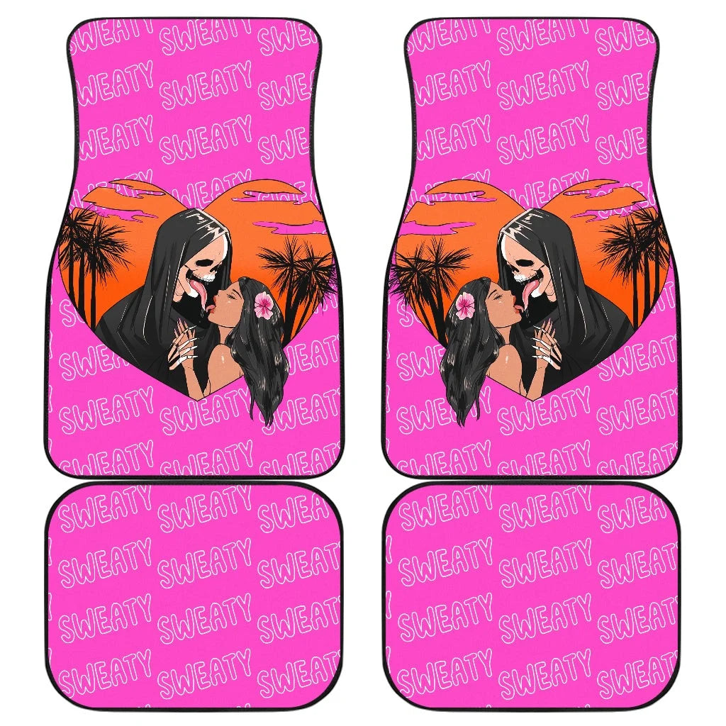 Halloween Car Mats Sweaty Skeleton Kiss The Girl Car Floor Mats Pink