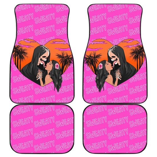 Halloween Car Mats Sweaty Skeleton Kiss The Girl Car Floor Mats Pink