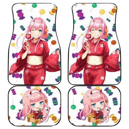 Darling In The Franxx Car Mats Zero Two Kimono Sweet Chibi Car Floor Mats Colorful