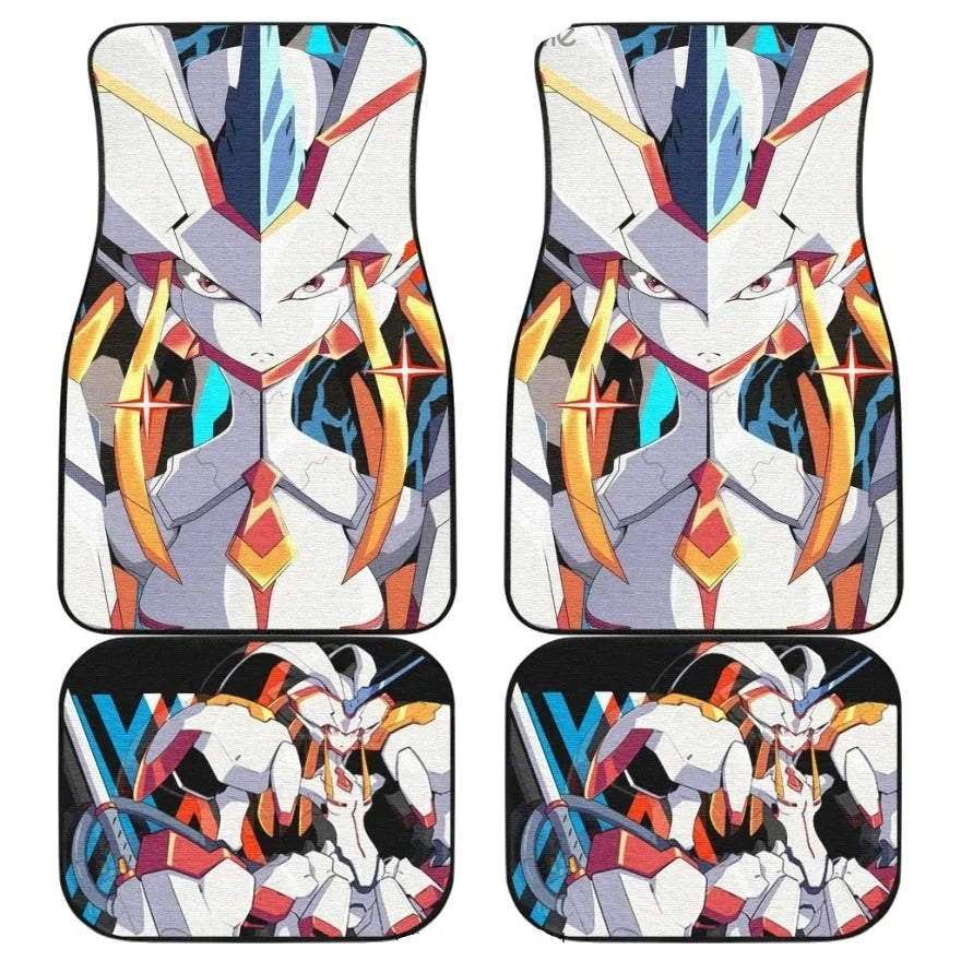 Darling In The Franxx Car Mats Darling Strelitzia Cute Face Graphic Car Floor Mats White Yellow