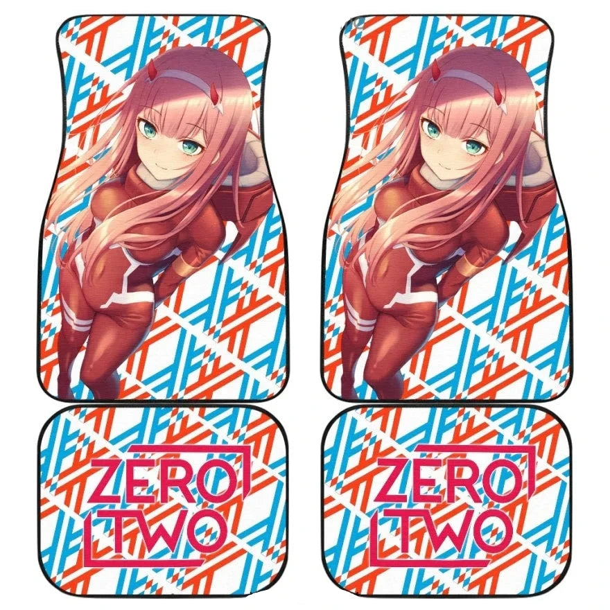 Darling In The Franxx Car Mats Shy Zero Two In Red Suit Car Floor Mats Red Blue