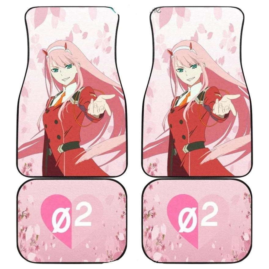 Darling In The Franxx Car Mats Zero Two Cherry Blossom Car Floor Mats Pink Red