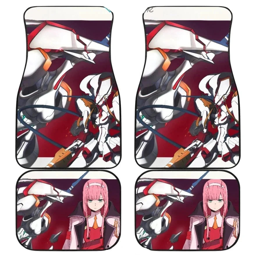 Darling In The Franxx Car Mats Cold Zero Two And Strelitzia Darling In Battle Mode Car Floor Mats White Red