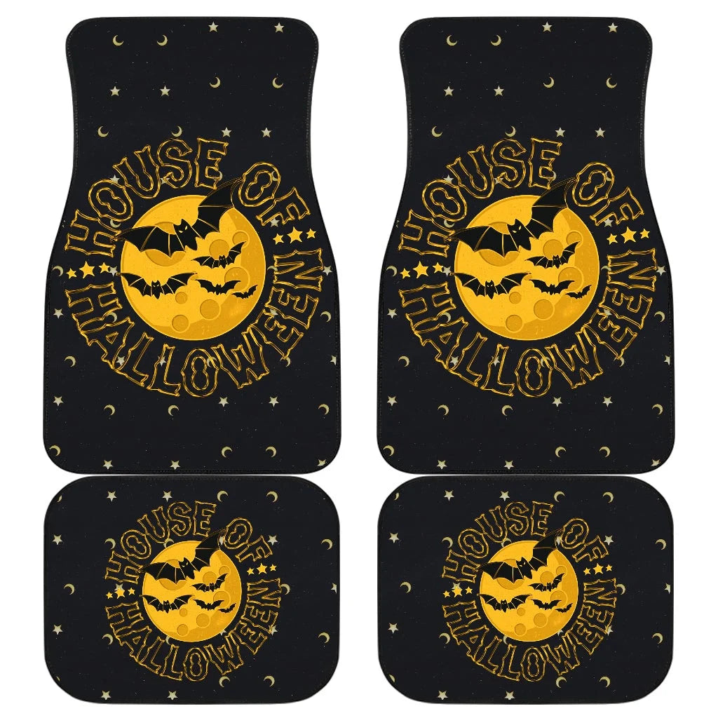 Halloween Car Mats Moon And Star House Of Halloween Car Floor Mats Black Yellow