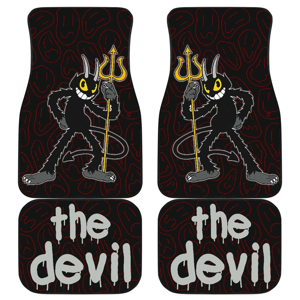 Halloween Car Mats Halloween Cuphead The Devil Smiling Car Floor Mats Black