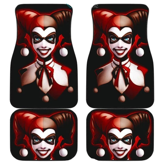 Harley Quinn Car Mats DC Harley Quinn Jester Clown Suit Graphic Car Floor Mats Black Red