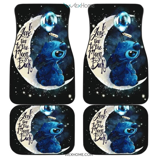 Stitch Car Mats DN Stitch Love You To The Moon Car Floor Mats Black Blue