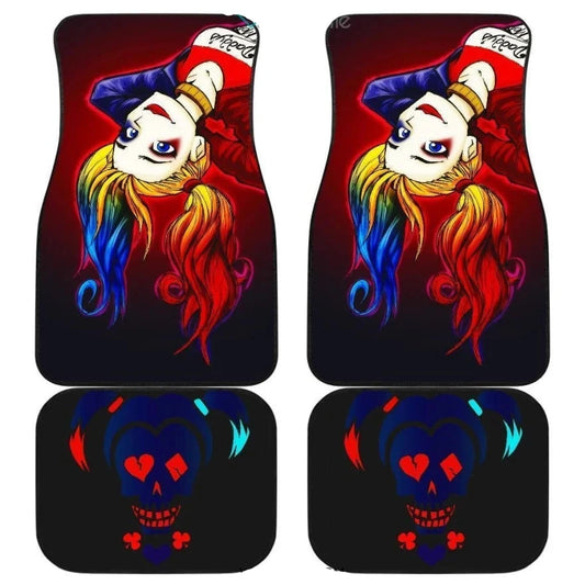 Harley Quinn Car Mats DC Harley Quinn Cartoon Skull Symbol Car Floor Mats Black Red