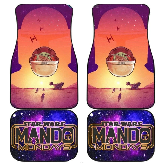 SW Car Mats SW Baby Yoda Mando Mondays Galaxy Car Floor Mats Colorful