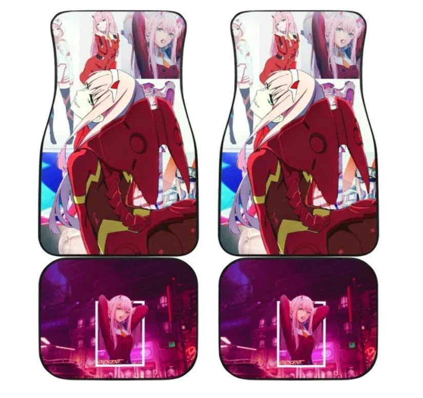 Darling In The Franxx Car Mats Zero Two Darling In The Franxx Pattern Car Floor Mats Red