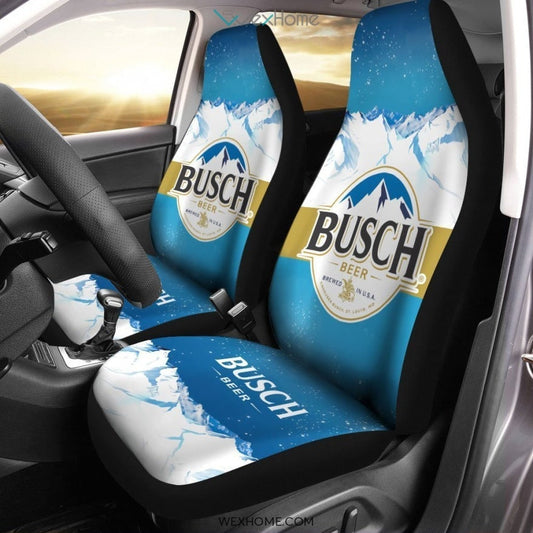 Busch Car Seat Covers Busch Beer Mountain Graphic Seat Covers White Blue