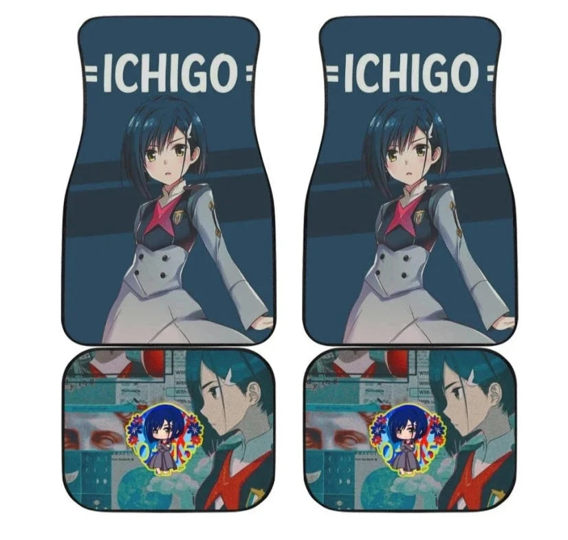 Darling In The Franxx Car Mats Chibi Ichigo Darling In The Franxx Car Floor Mats Blue